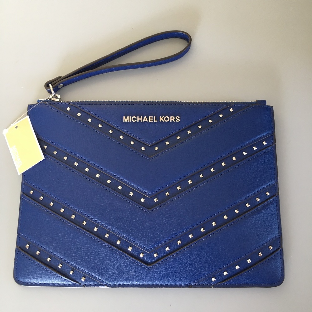 Michael Kors Ellis Studded Clutch in Leather